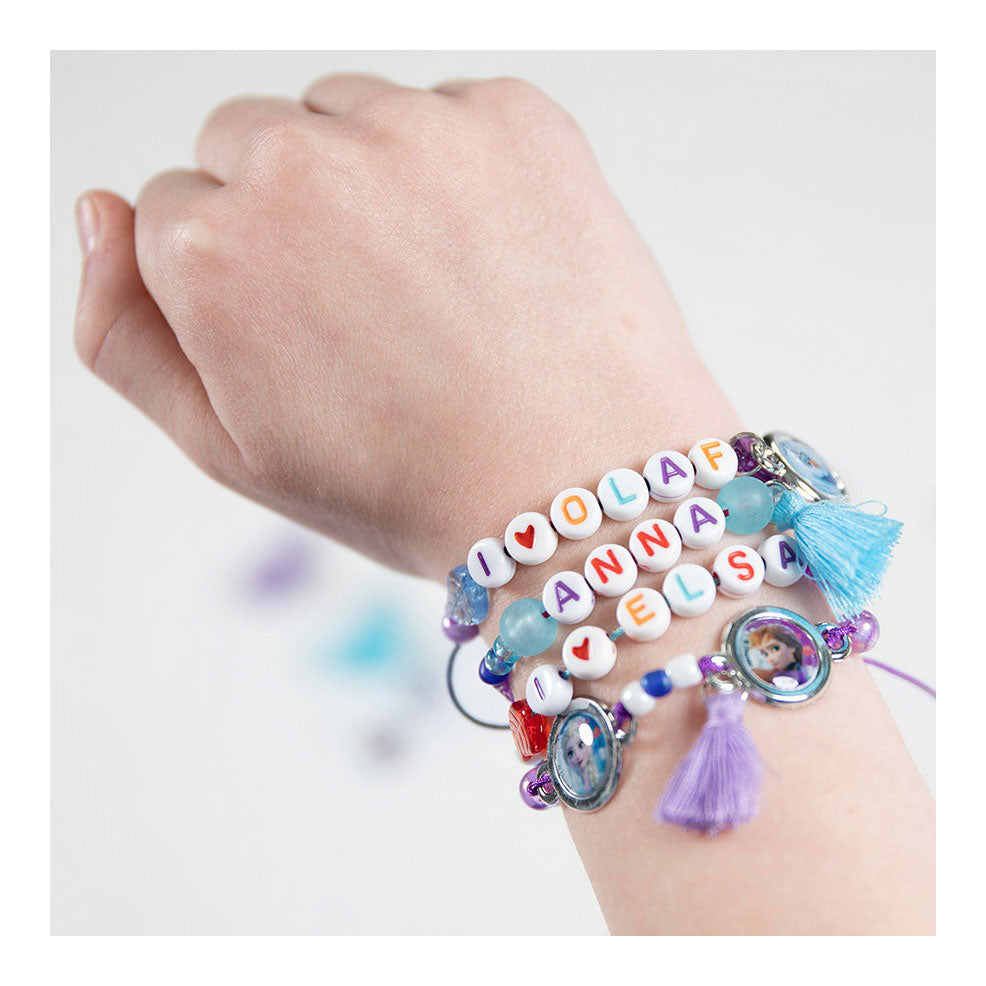 Totum Disney La Reine des Neiges 4 bracelets à lettres pour la fabrication de bijoux artisanaux, ensemble de bracelets d'amitié, jouets pour filles avec Anna et Elsa, conseils cadeaux pour l'artisanat
