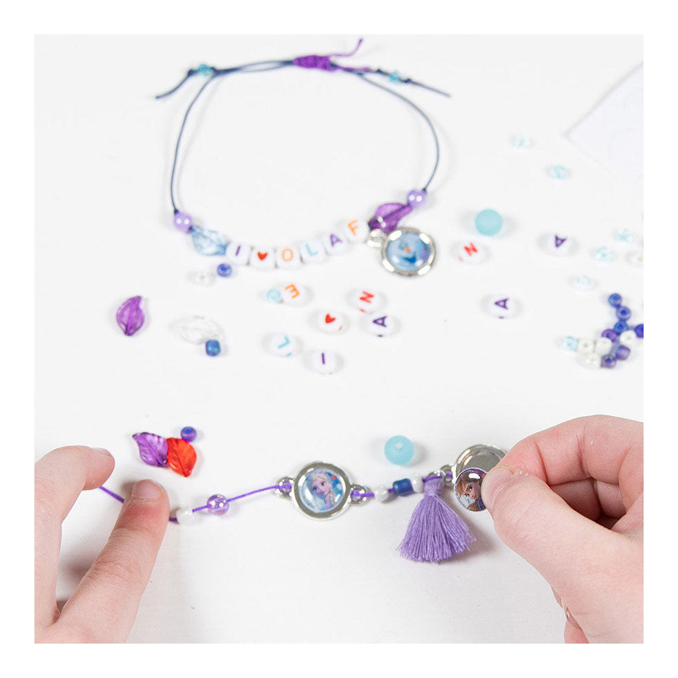 Totum Disney La Reine des Neiges 4 bracelets à lettres pour la fabrication de bijoux artisanaux, ensemble de bracelets d'amitié, jouets pour filles avec Anna et Elsa, conseils cadeaux pour l'artisanat