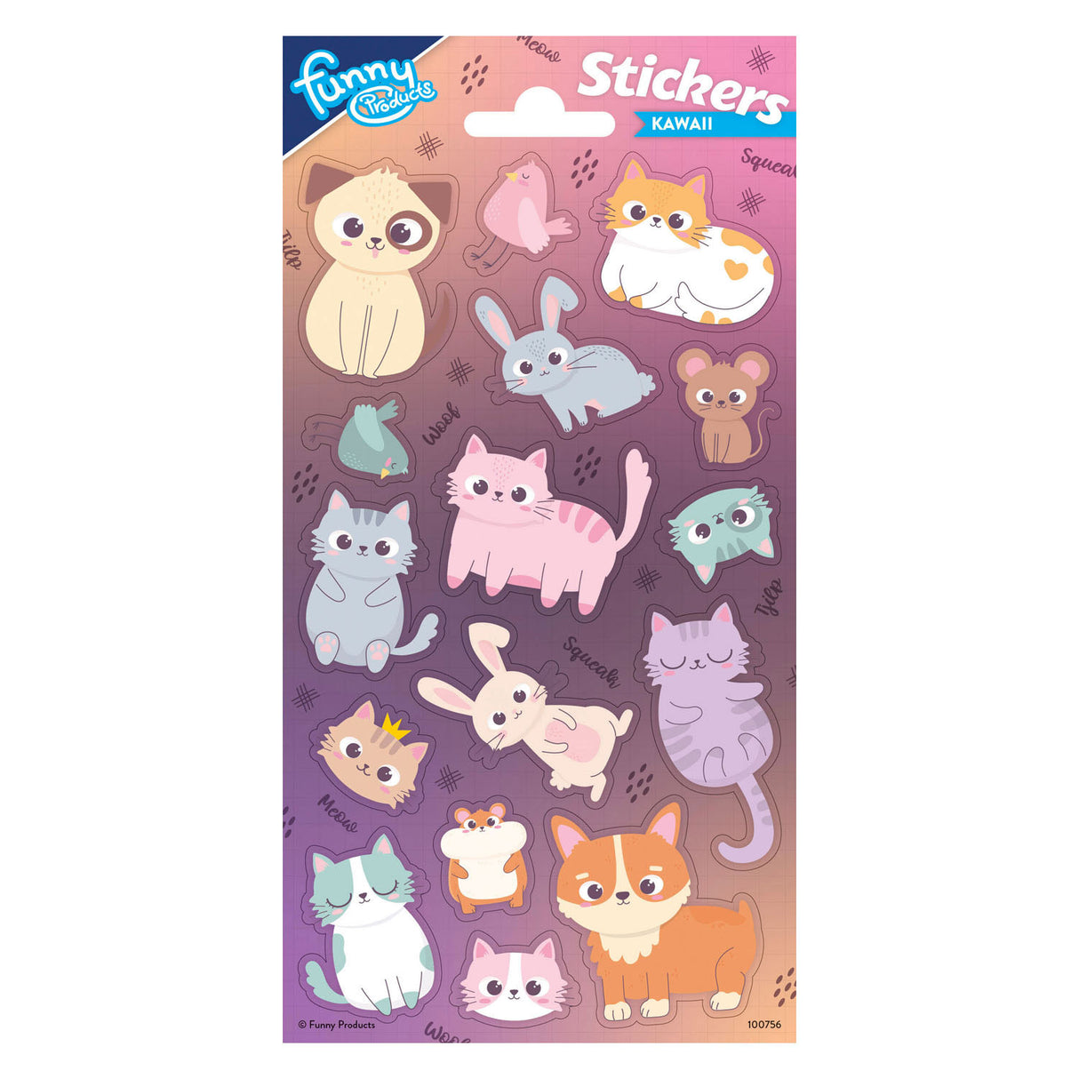 Planche d'autocollants Totum animaux kawaii