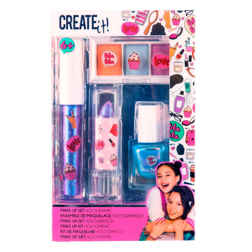 Créez-le ! set de maquillage de beauté holographique, 4 pcs.