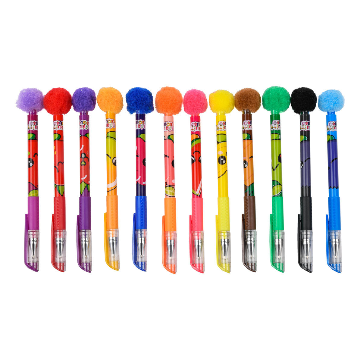 Stylos gel à pompons Canenco Fruity Squad avec parfum, 12 pcs.