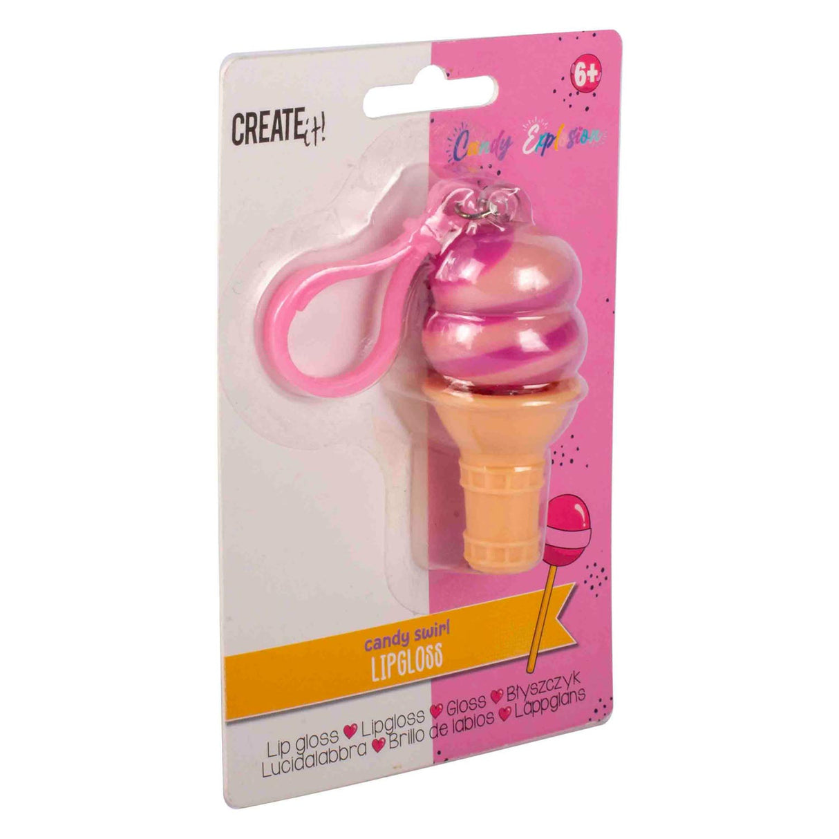 Canenco crée-le ! porte-clés cornet de crème glacée brillant à lèvres explosion de bonbons