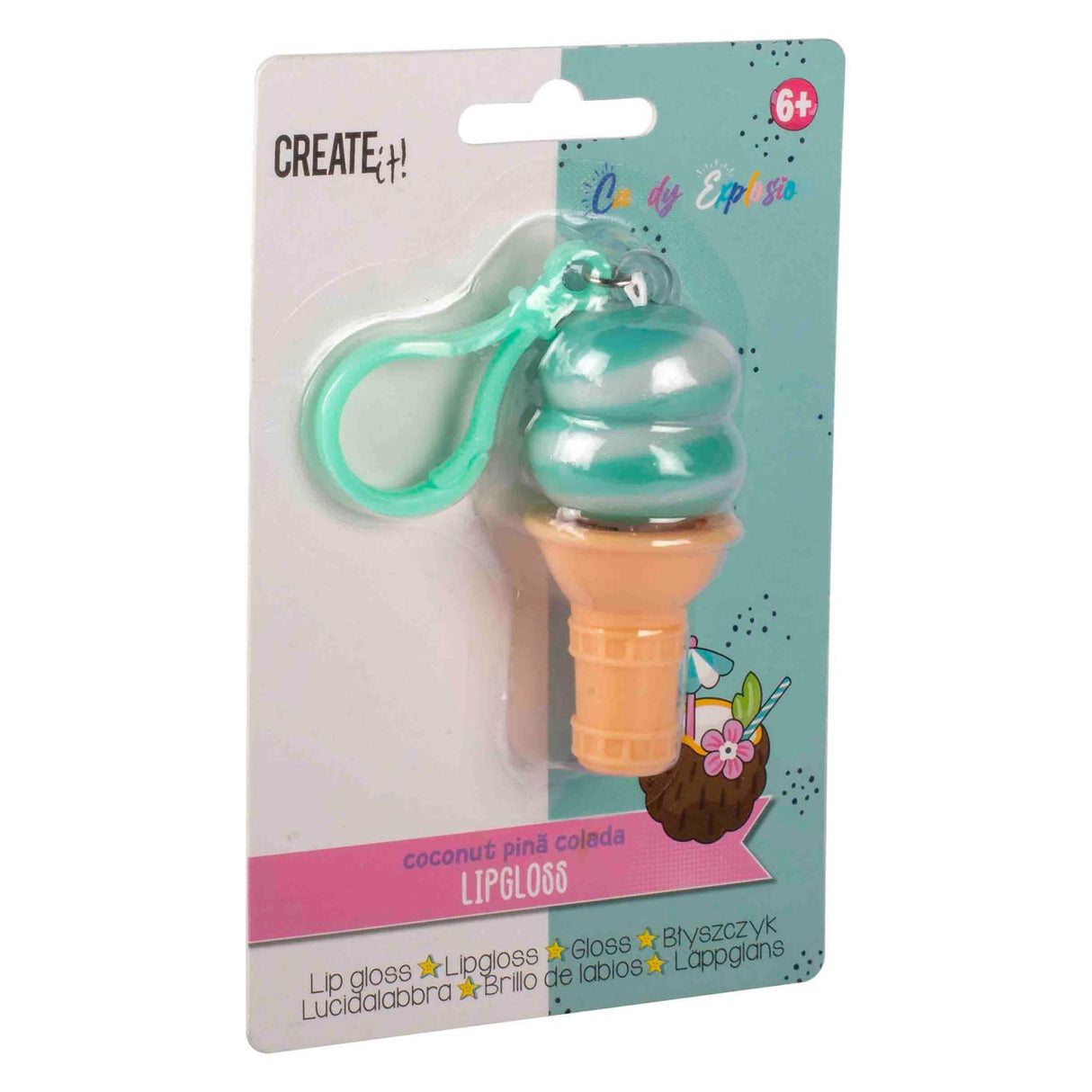 Canenco crée-le ! porte-clés cornet de crème glacée brillant à lèvres explosion de bonbons