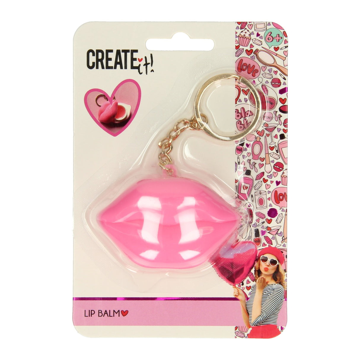 Créez-le ! porte-clés baume à lèvres coeur