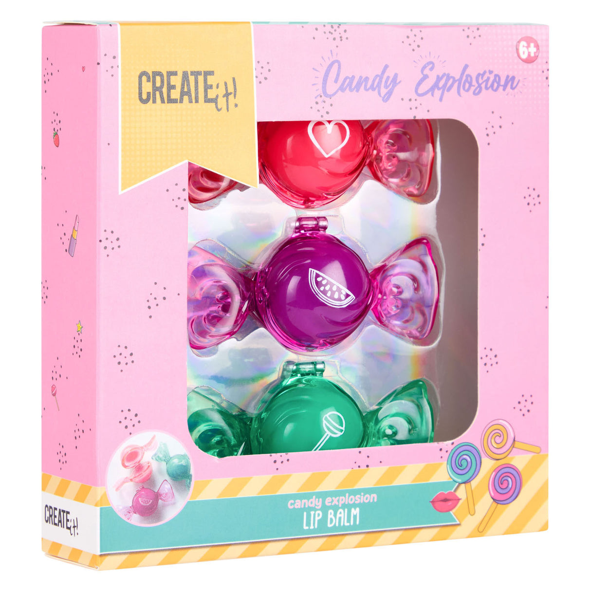 Créez-le ! boîte de baume à lèvres bonbons caramel, 3 pcs.