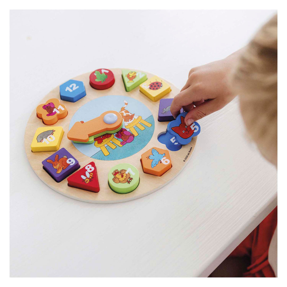 Bambolino Toys Dikkie Dik Horloge d'apprentissage en bois, 12 pcs.
