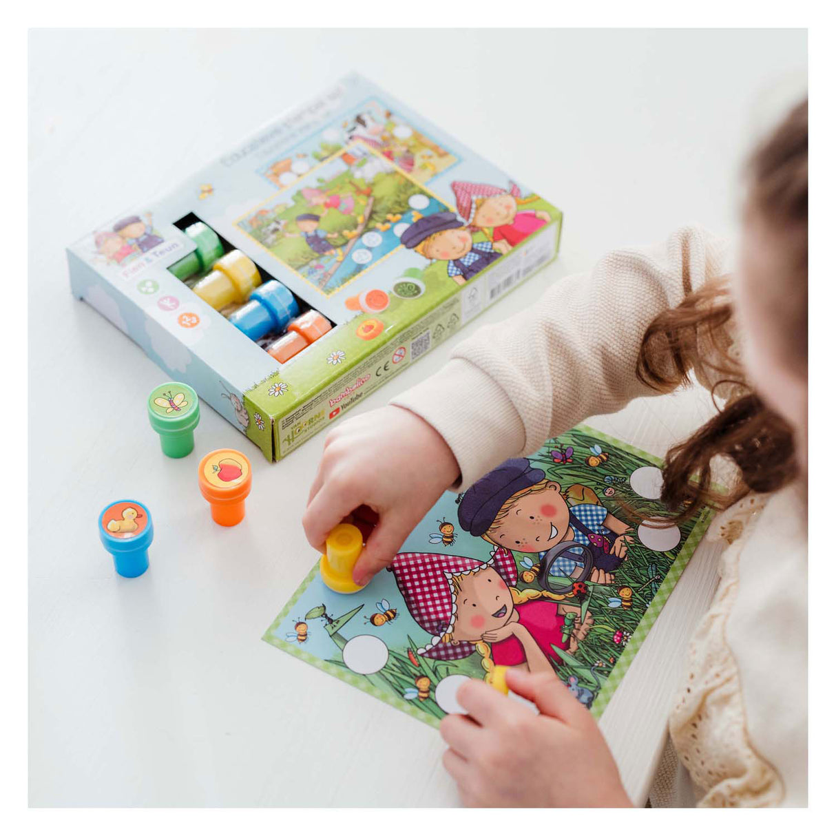 Bambolino jouets fien et teun jeu de tampons éducatifs 14 pièces | 2 pièces