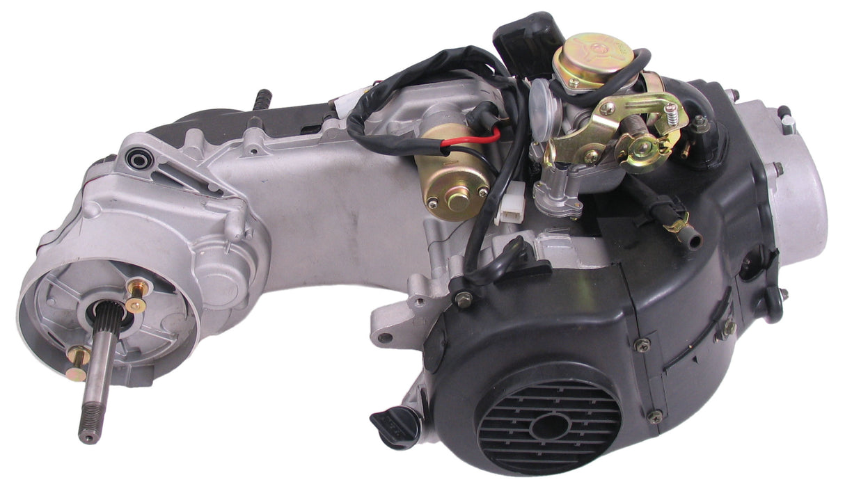 Bloc de moteur de bord Scooter complet GY6 Roue de 10 pouces avec un long essieu arrière, y compris un carburateur