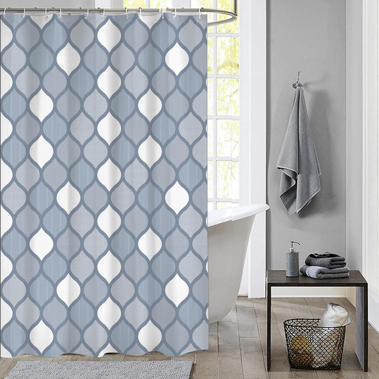Rideau de douche maison hollandaise bleu brest 180x200cm