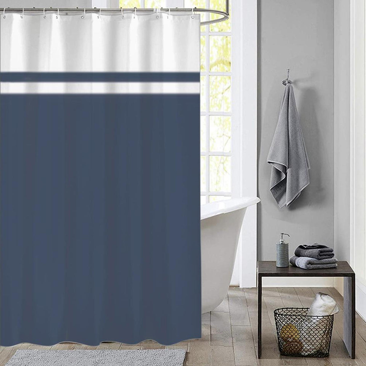 Rideau de douche maison hollandaise 180x200 cm bleu