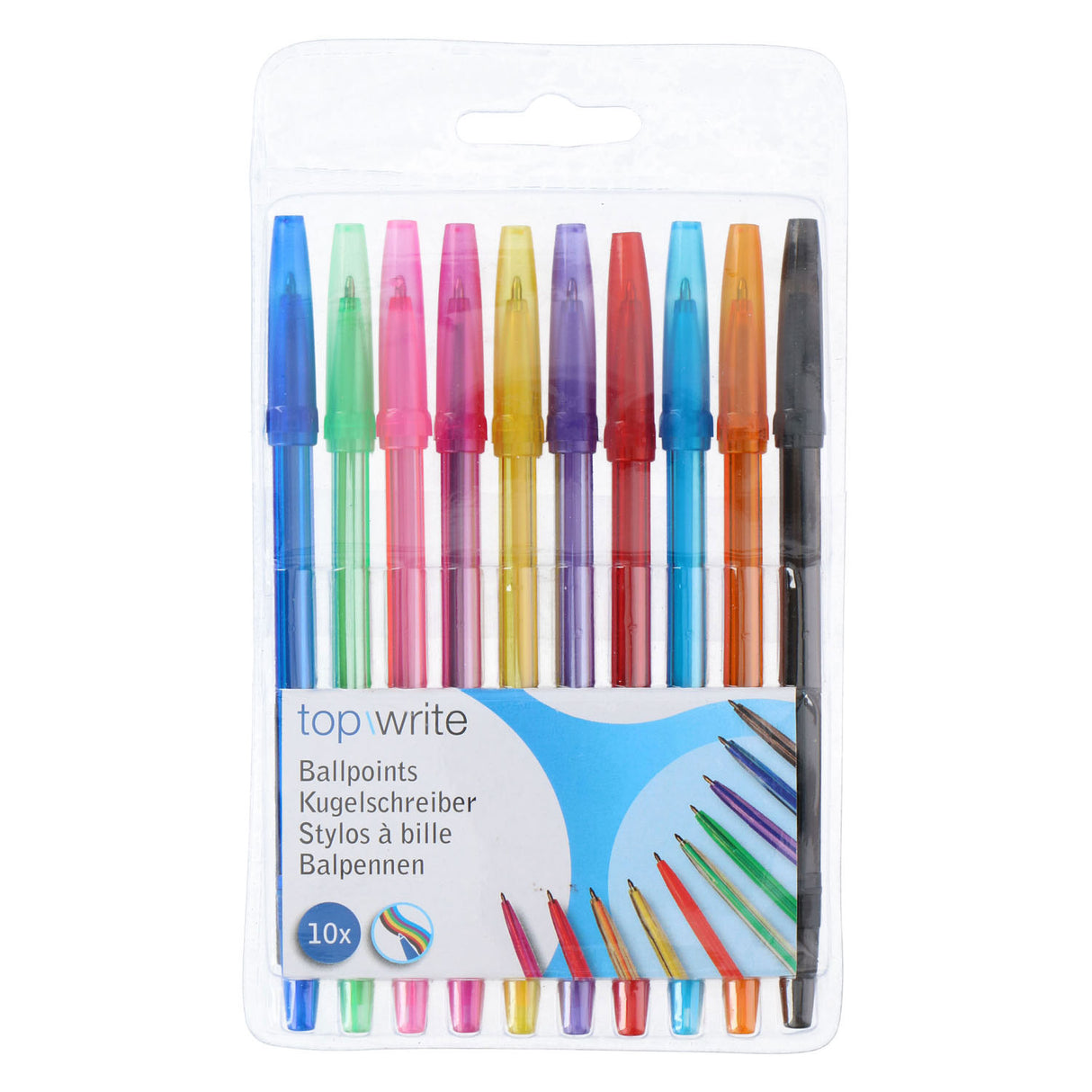 Stylo à bille couleurs arc-en-ciel, 10 pcs.