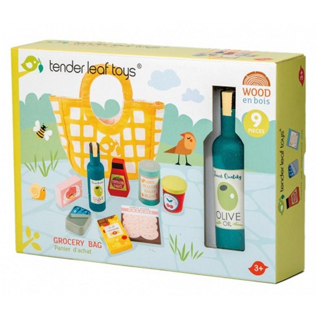 Tender toys épicerie en bois + sac en toile