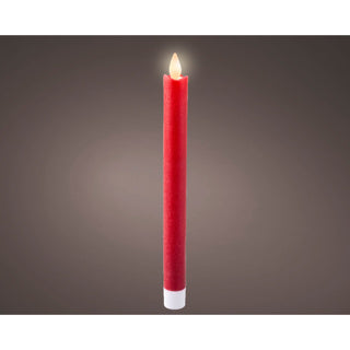 Bougie de dîner ondulante LED en cire fixe à l'intérieur rouge h.24,5cm d.2,1cm