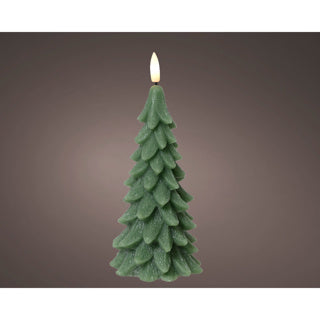 Bougie LED cire fixe intérieur vert h.19,3cm d.8cm