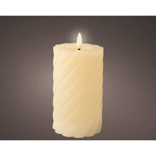 Bougie LED cire fixe intérieur crème h.14,8cm d.7,5cm