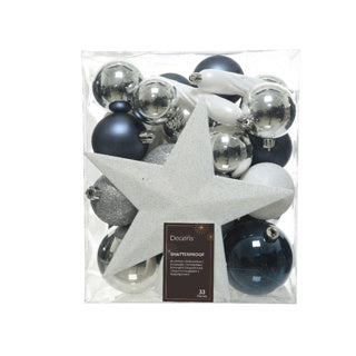Boules de Noël en plastique brillant, mat, mélange de paillettes