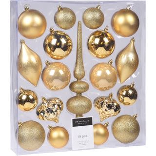 No brand Ensemble de décorations de Noël à suspendre 19 pièces doré