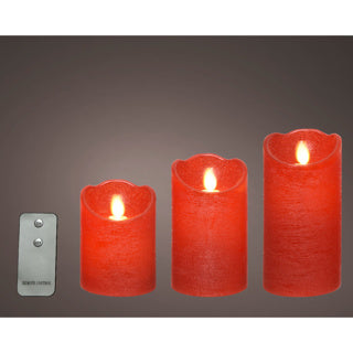 Bougie ondulante LED cire vague top bo intérieur mix rouge h.15cm d.7.5cm