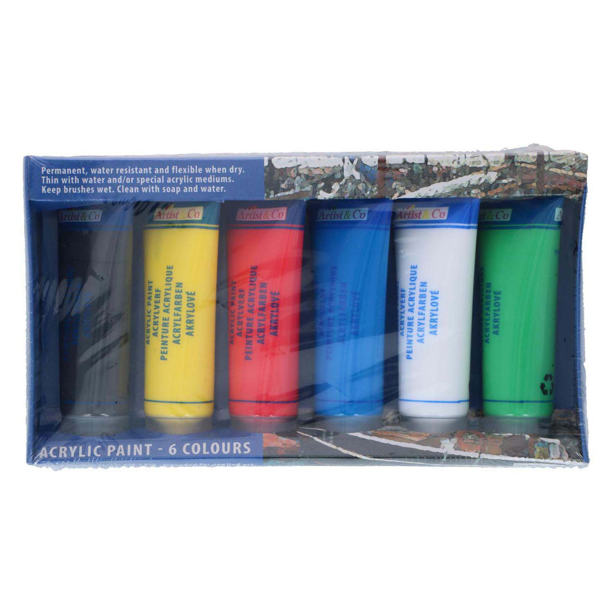 Peinture acrylique en tube, 6 pcs.