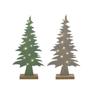 Sapin de Noël feutre beige l.vert fil LED 51cm 2-as | 4 pièces