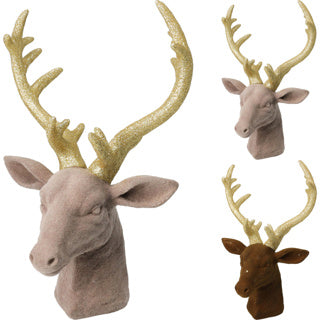 Déco cerf 19cm 2ass couleur | 4 pièces