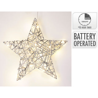 Pas d'étoile de feu 30cm avec LED argent