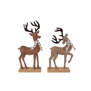 Sculpture renne marron 2 assortis 15x5x31cm