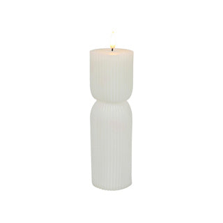 No brand Bougie LED nervurée blanche d7x22,5cm 2xaa excl. | 3 pièces