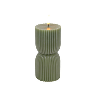 No brand bougie led nervurée vert tendre d7x15cm 2xaa excl.