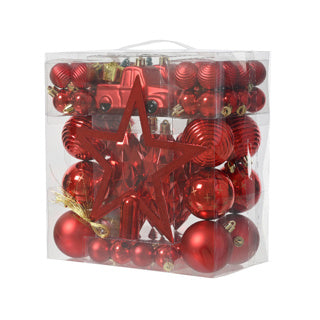 Decoris décoration de sapin de Noël 67 pièces rouge