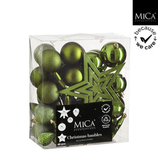 Décoration d'arbre Edelman incassable vert foncé 40 pièces - d8cm