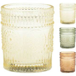 Bougie en verre 5x6cm 3ass
