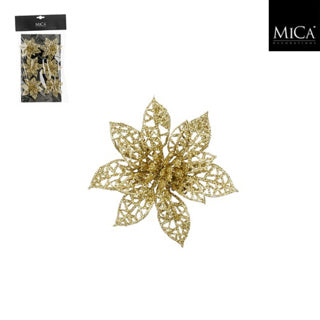 Edelman clip poinsettia doré 6 pièces - h1xd8cm | 4 pièces