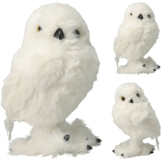 Hibou debout 18cm blanc 2ass | 12 pièces