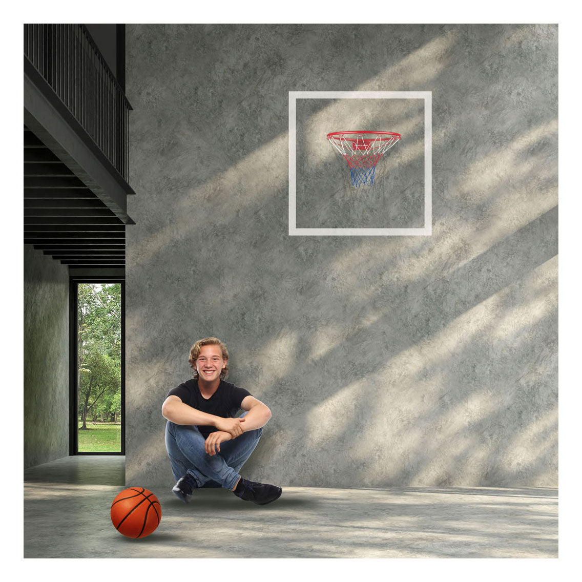 Anneau de basket Dunlop - métal - avec filet et matériel de montage - ø anneau env. 45 cm