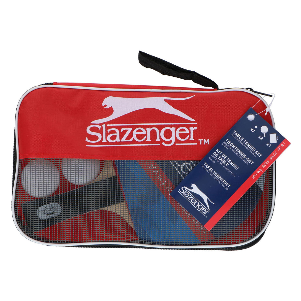 Set de tennis de table Slazenger 6 pièces - avec 4 balles de ping-pong et 2 raquettes de tennis de table - set de ping-pong avec sac de rangement
