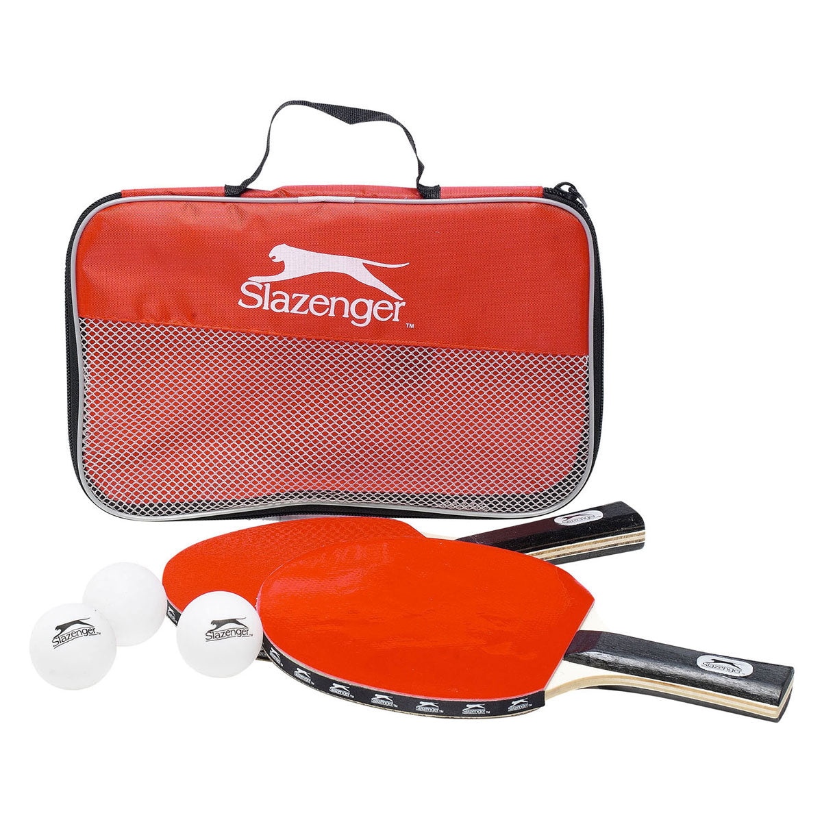 Set de tennis de table Slazenger 6 pièces - avec 4 balles de ping-pong et 2 raquettes de tennis de table - set de ping-pong avec sac de rangement