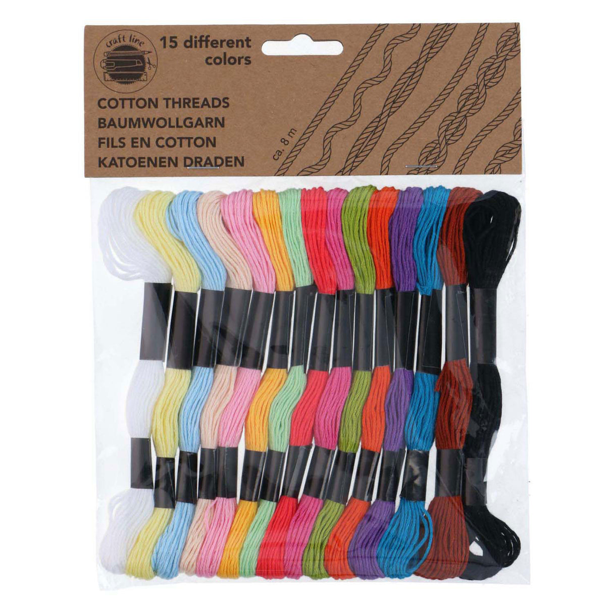 Fils artisanaux en coton Edco fil à broder 8mtr, 15pcs.