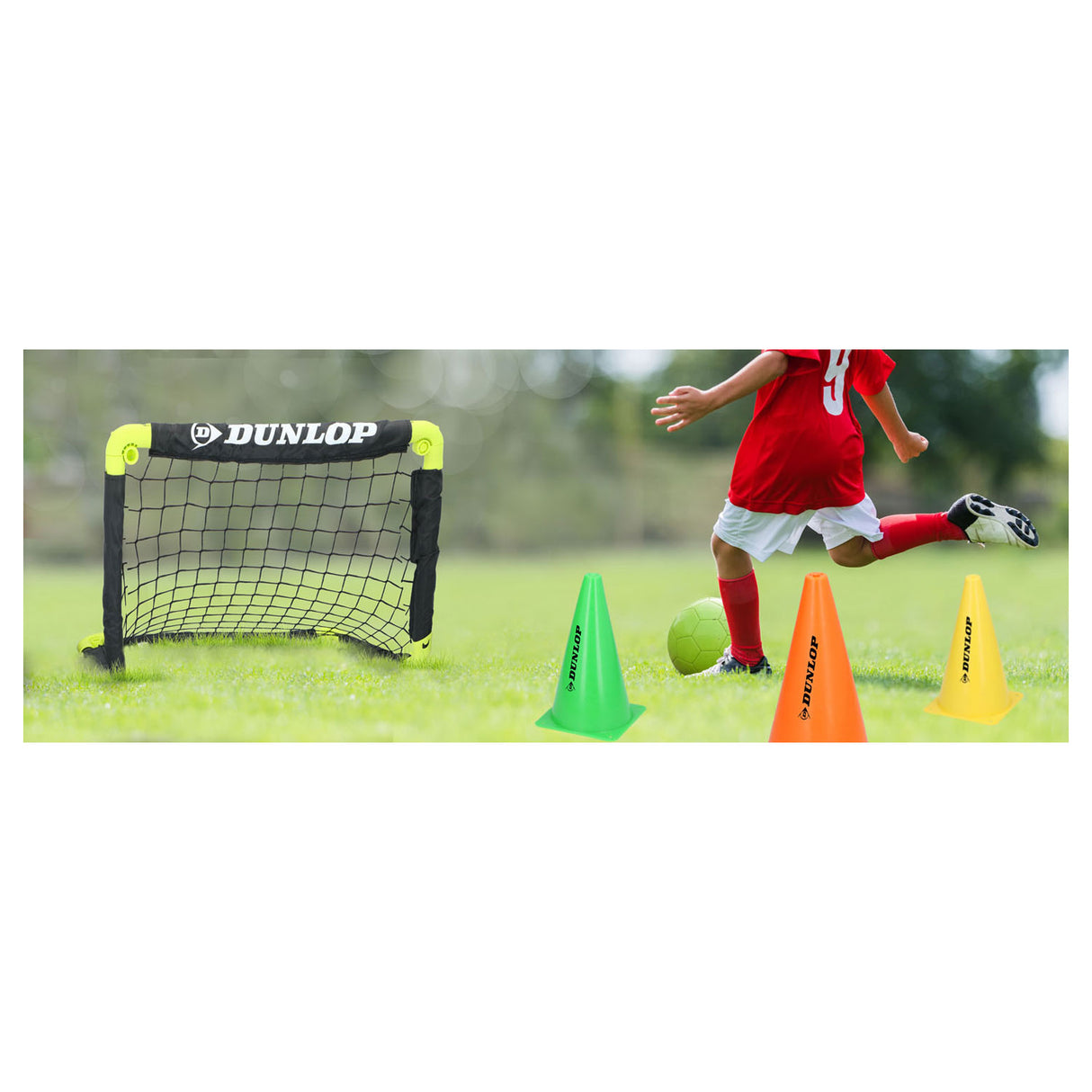 But de football Dunlop avec piquets au sol, lot de 2