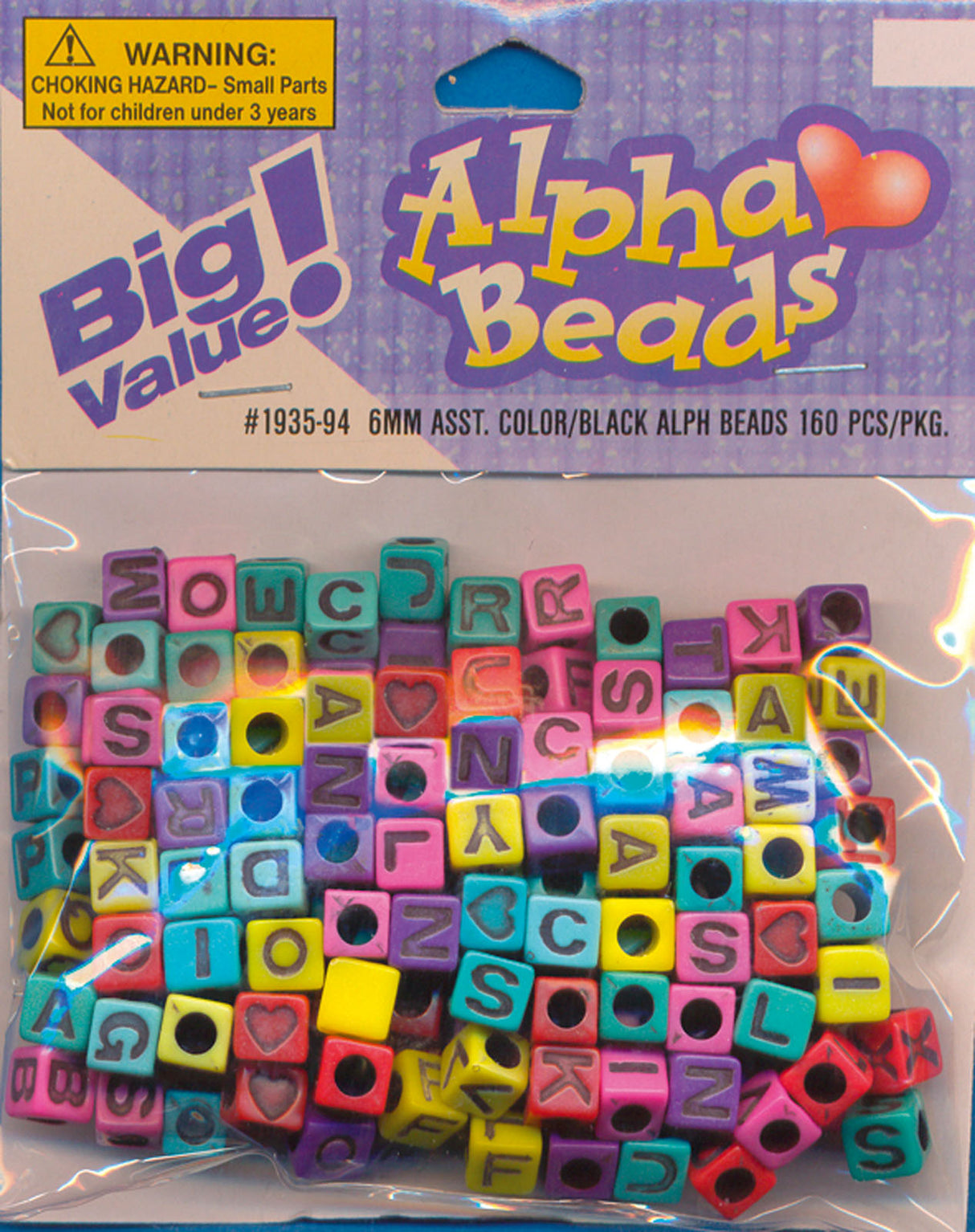 Darice • perles alphabet kl zw. 6mm 160pcs assortis