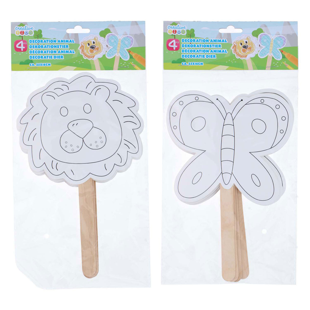 Masques décoratifs avec manche en bois, 4 pcs.