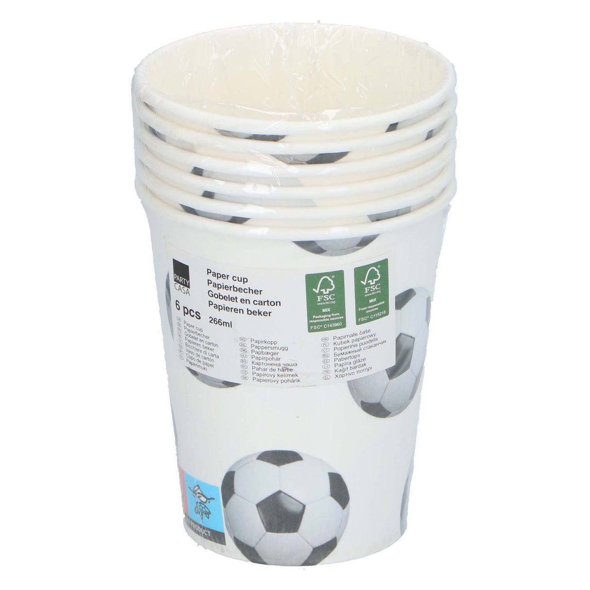 Gobelets de fête de football, 6 pcs.