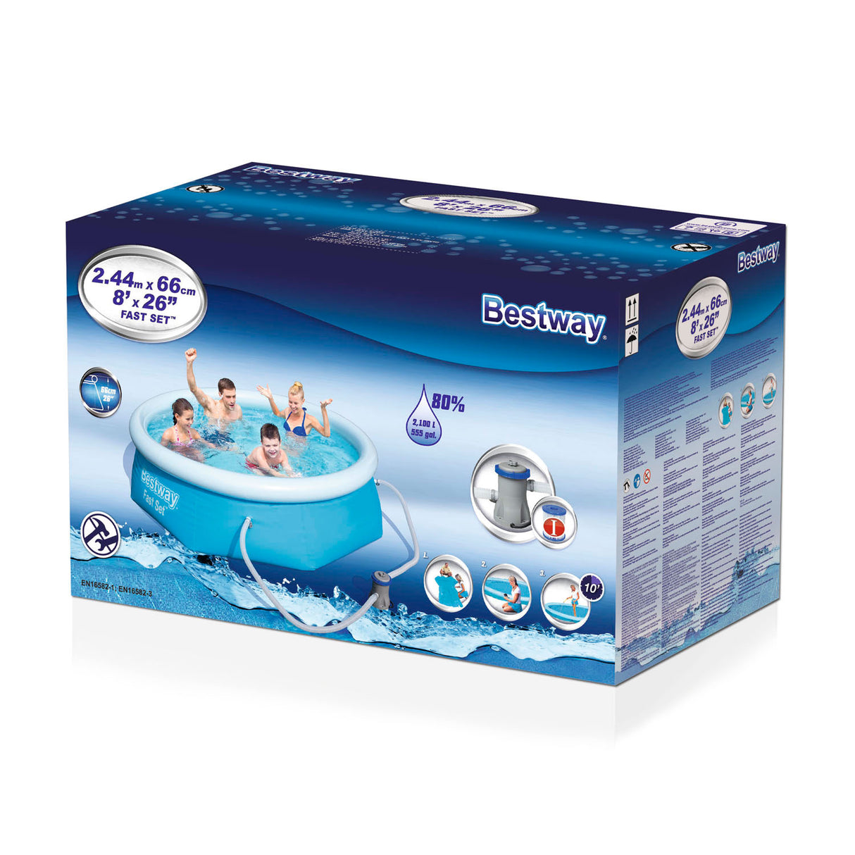 Bestway Fast Set Pool (avec pompe à filtre), 244x68cm