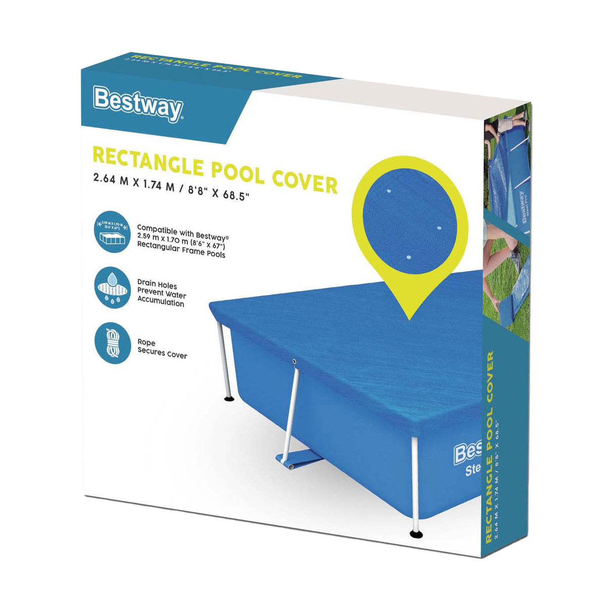 Bestway bâche acier pro rectangle, 259cm