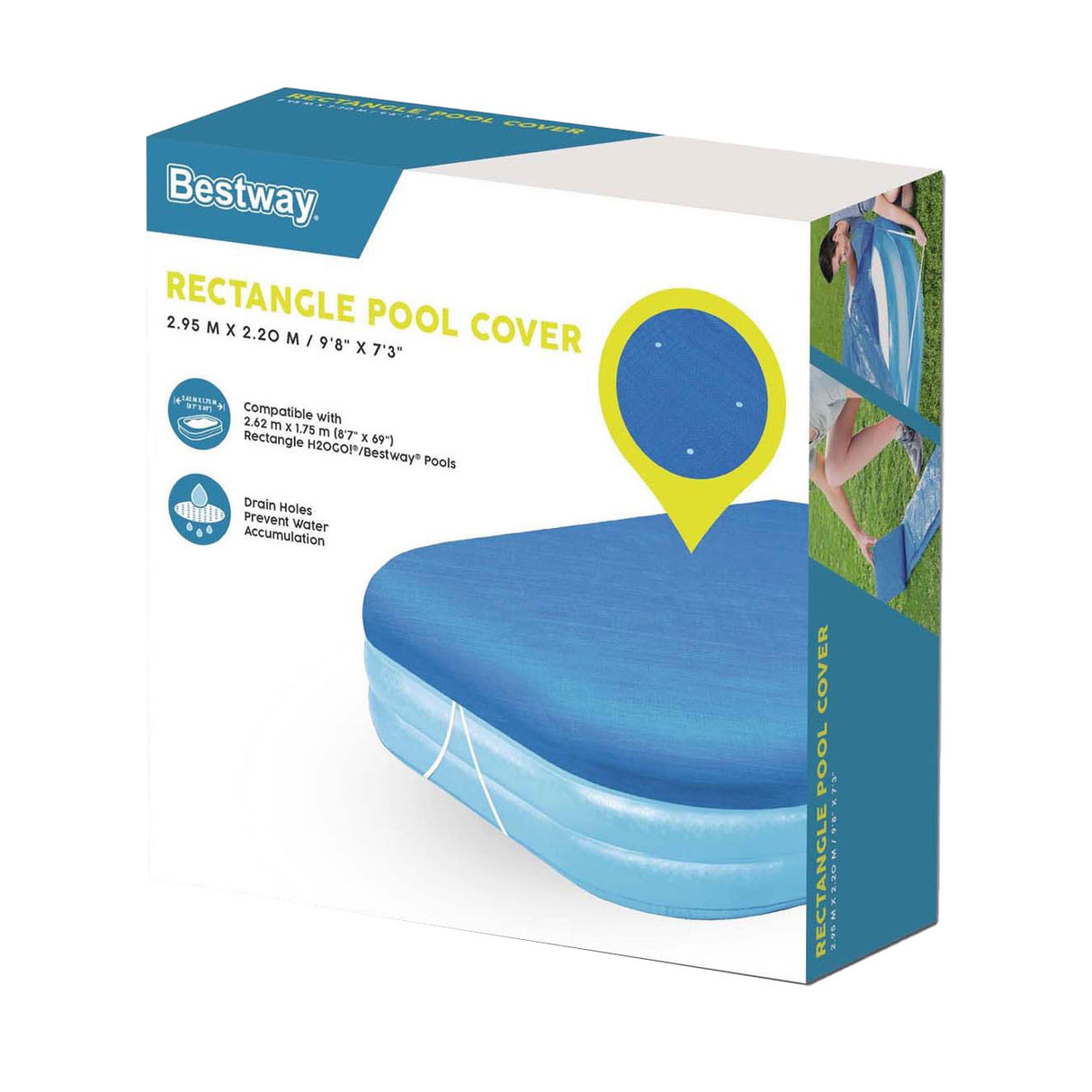 Couverture de piscine familiale Bestway rectangulaire, 262 cm