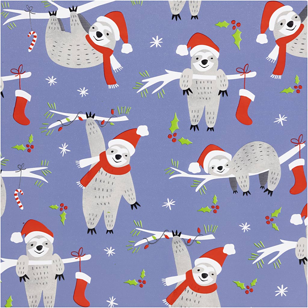 Papier cadeau Creativ company, paresseux, l: 50 cm, 80 gr, violet, 100 m 1 rouleau
