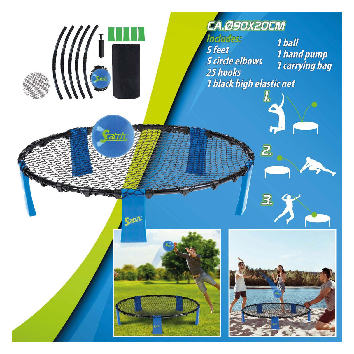 Attraper et lancer un jeu de spyderball | bleu | 90 cm