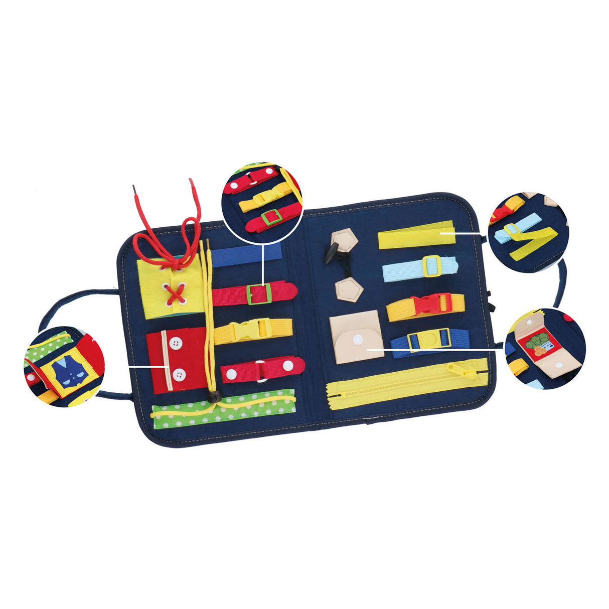 Eddy Toys Livre d'activités Montessori - Apprendre à ouvrir et fermer les vêtements - Pratiquer la motricité