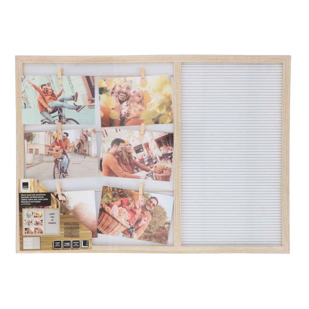 Tableau mémo et cadre photo en bois MDF, 57x41cm
