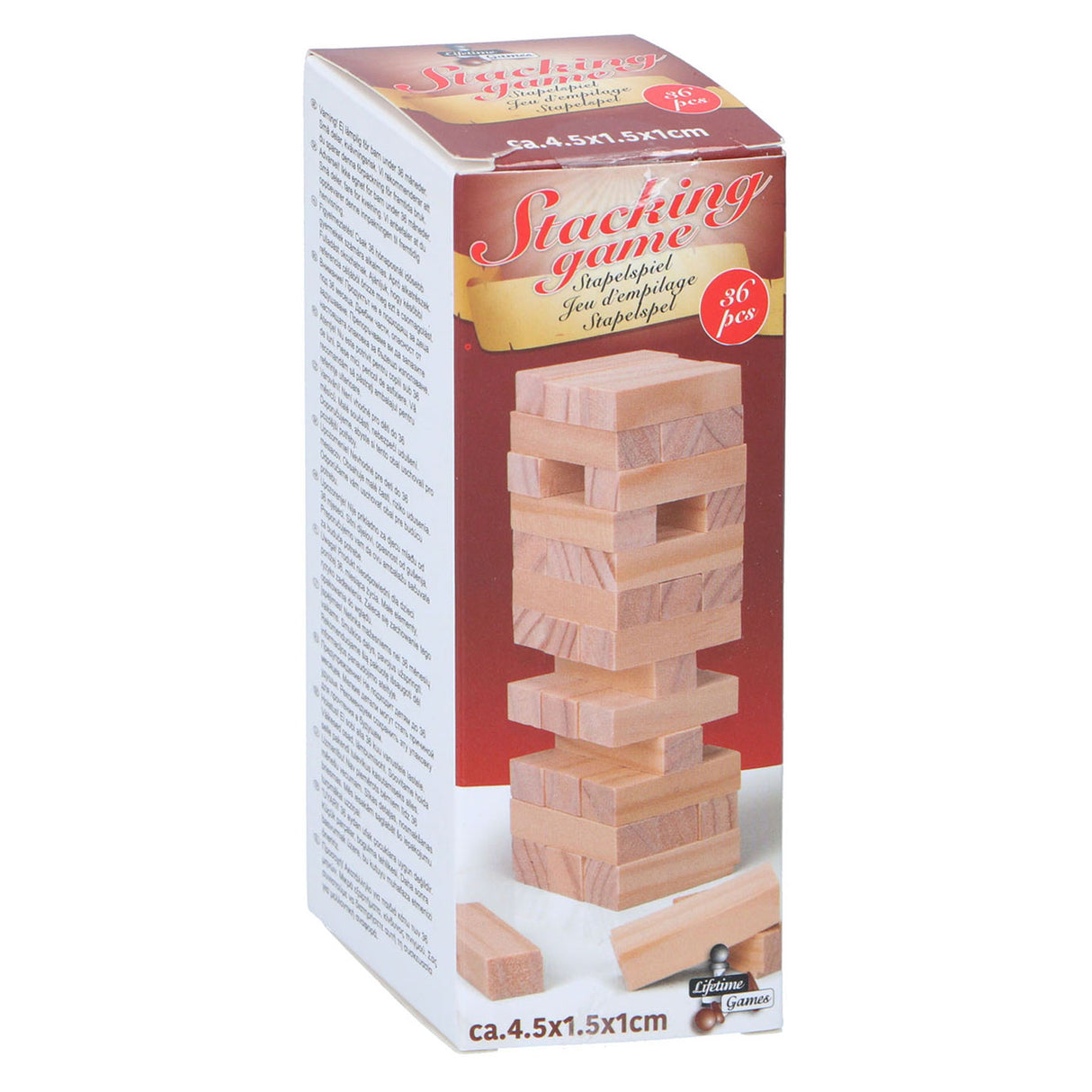 Mini jeu d'empilement en bois, 36dlg.